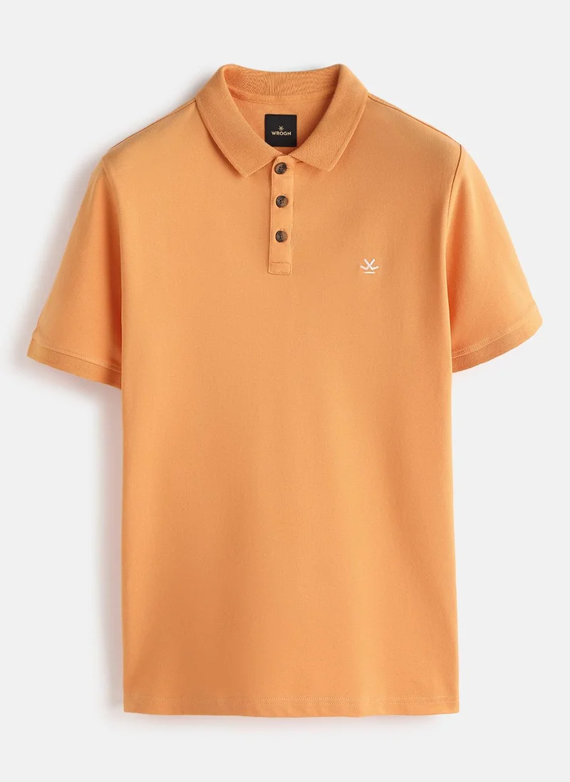 Wrogn Cotton Blend Polo T-Shirt | Orange